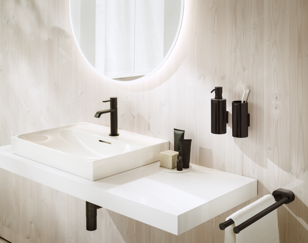 Laufen Matt Black Bathroom Accessories, found at J.A.Clarke & Co, bathroom showroom and plumbers merchant in Leicester
